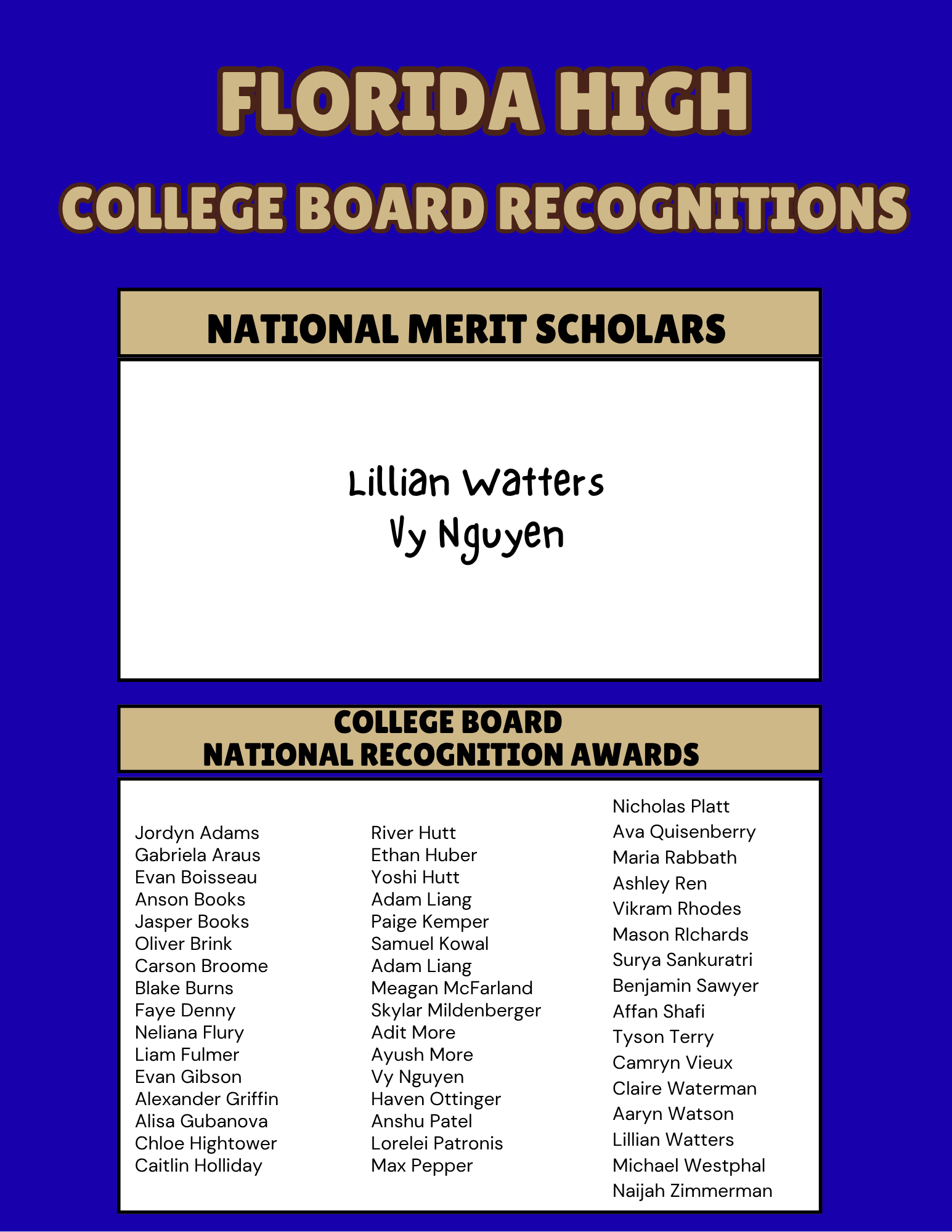 Two Florida High students qualify as National Merit semifinalists – The ...