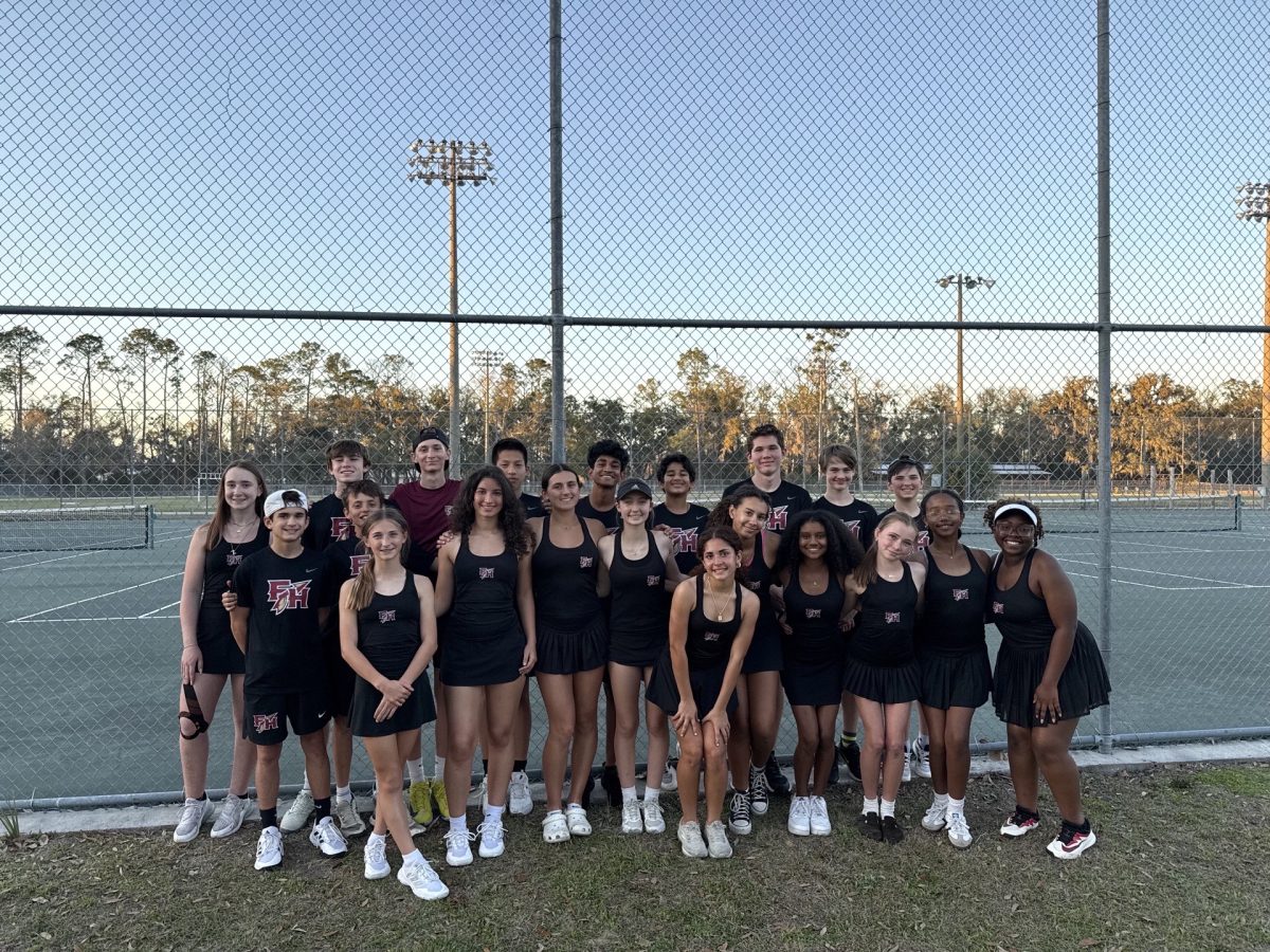 The Florida High tennis team after beating Taylor County 7-0. Under a new coach, the team has unified, becoming closer and stronger than ever.
Photo courtesy of Christi Morgan.