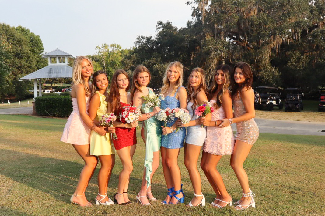 Homecoming stresses are real. Even after months of searching and planning who to go with, students still have to find the right accessories and style. Despite the stress of getting ready, the pictures can make it all worthwhile.
Pictured from left: Riley Maynard, Gigi Pooe, Alyssa Santana, Kaylee Hutchison, Skylar Fleming, Gabby Day, Yaslene Yzaguiren and Kenzie Popple.
Photo courtesy of Skylar Fleming.